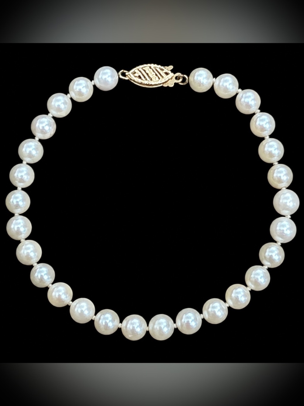 Vintage 14K Yellow Gold Pearl Hand Knotted Bracelet Fine Jewelry Classic